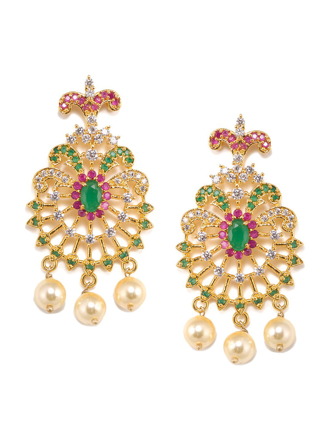 Saraf RS Jewellery Women Gold-Toned & Multi-Coloured CZ-Studded Handcrafted Jewellery Set - Grab2buy