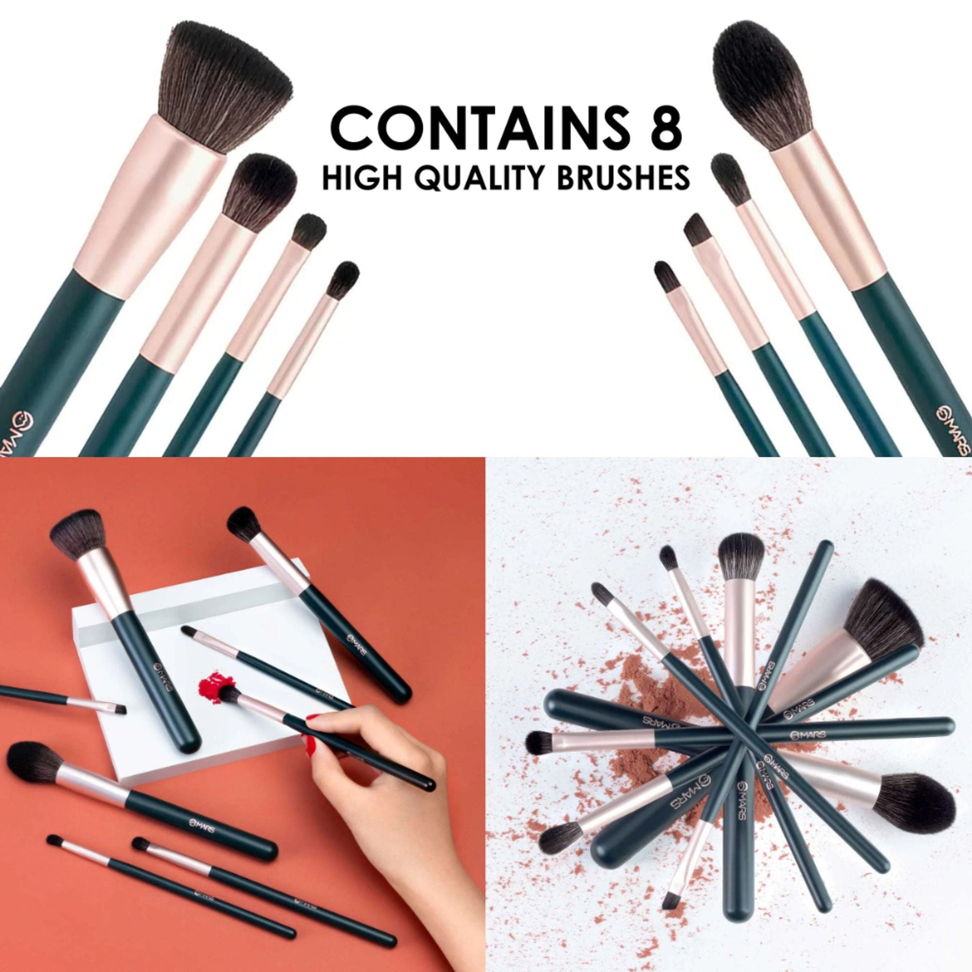 MARS Cosmetics Tools Of Titan Brush With Holder - Pack Of 8 