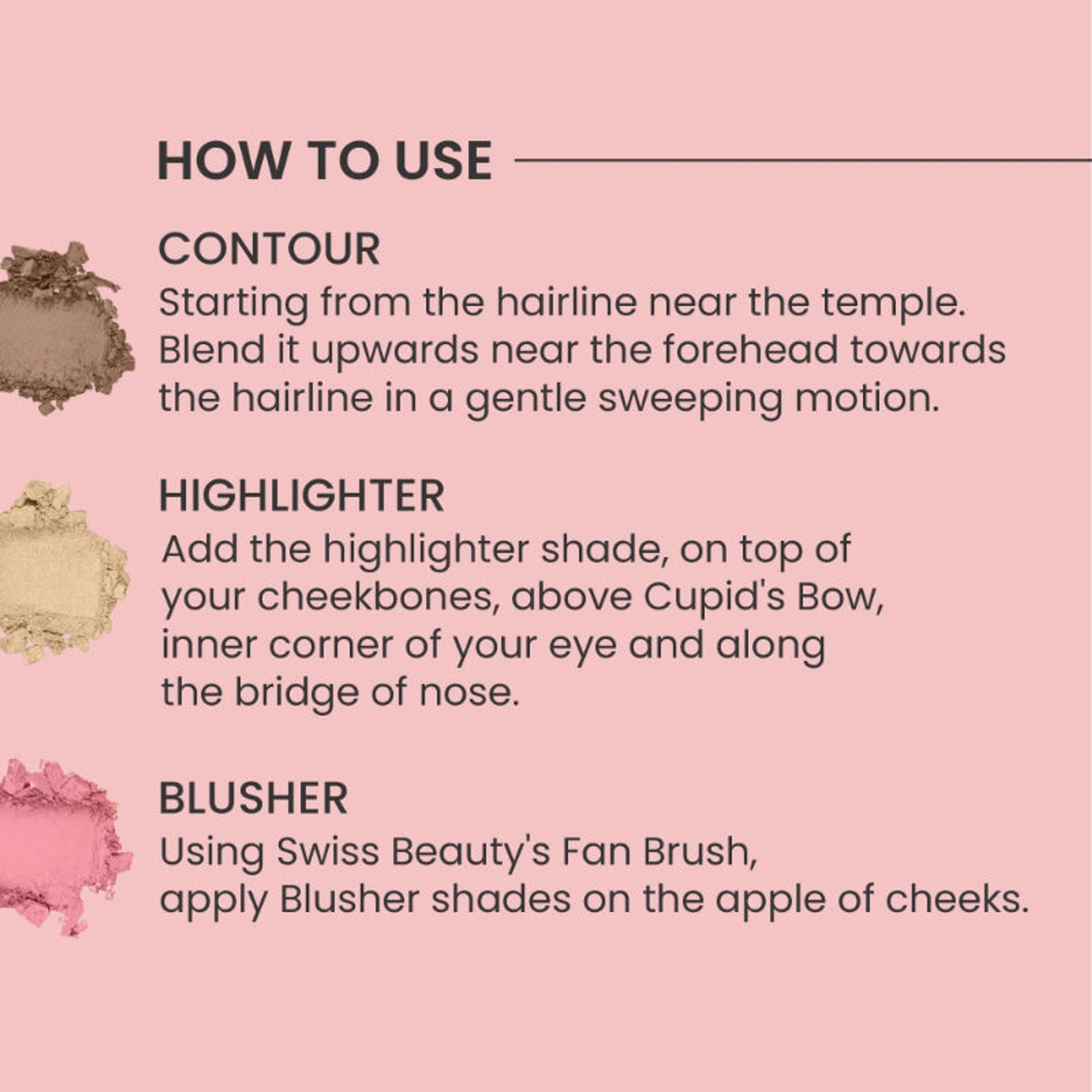 Swiss Beauty Cheek-A-Boo 3 In One Blushe Contour And Highlighter - 3