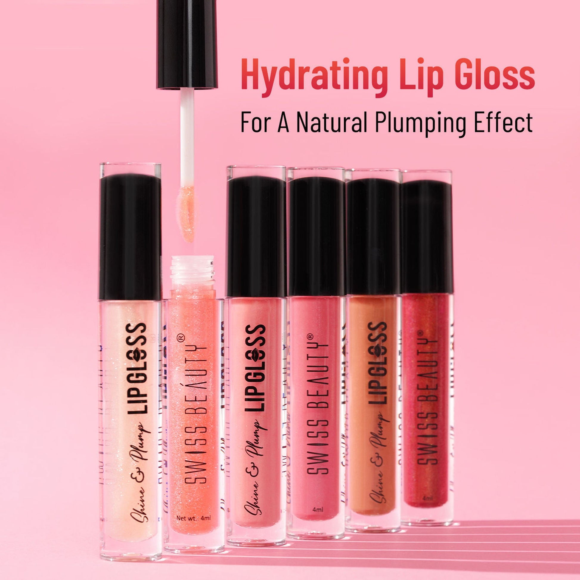 Swiss Beauty Shine & Plump Lipgloss - 4 Pretty Pink