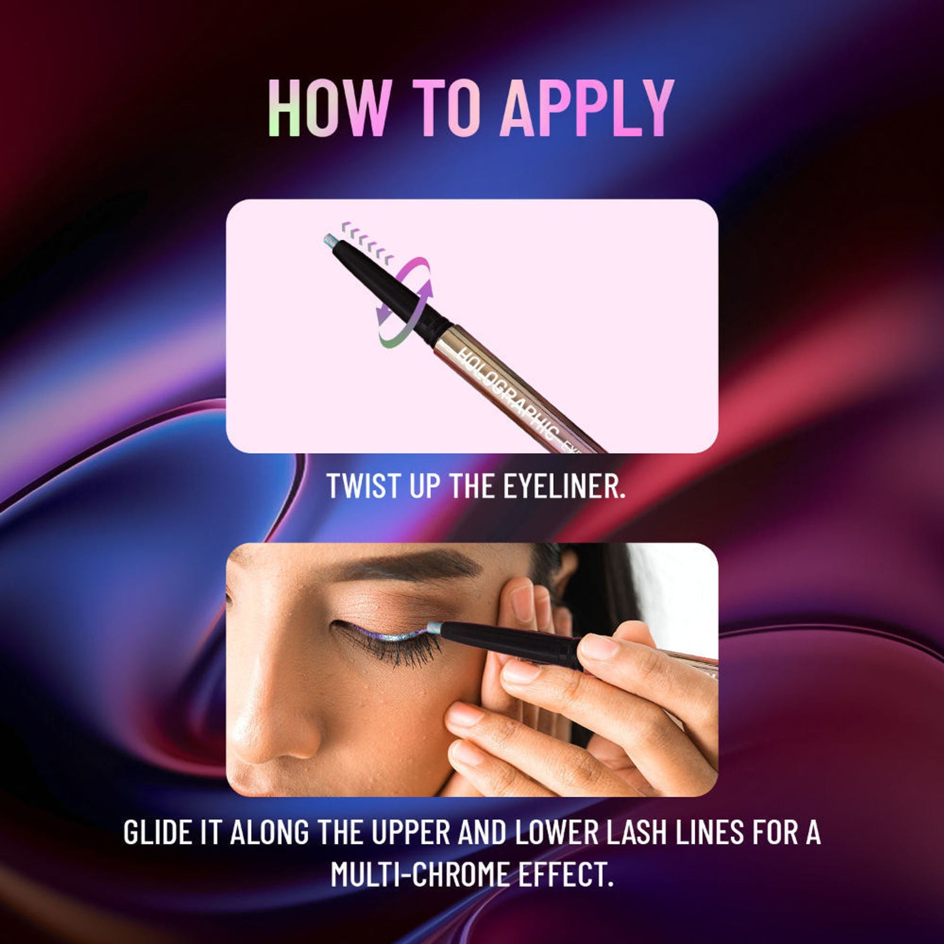 Swiss Beauty Holographic Eyeliner , Multi Chrome Effect , Water -Proof ,Smudge Proof - 4 Nebula