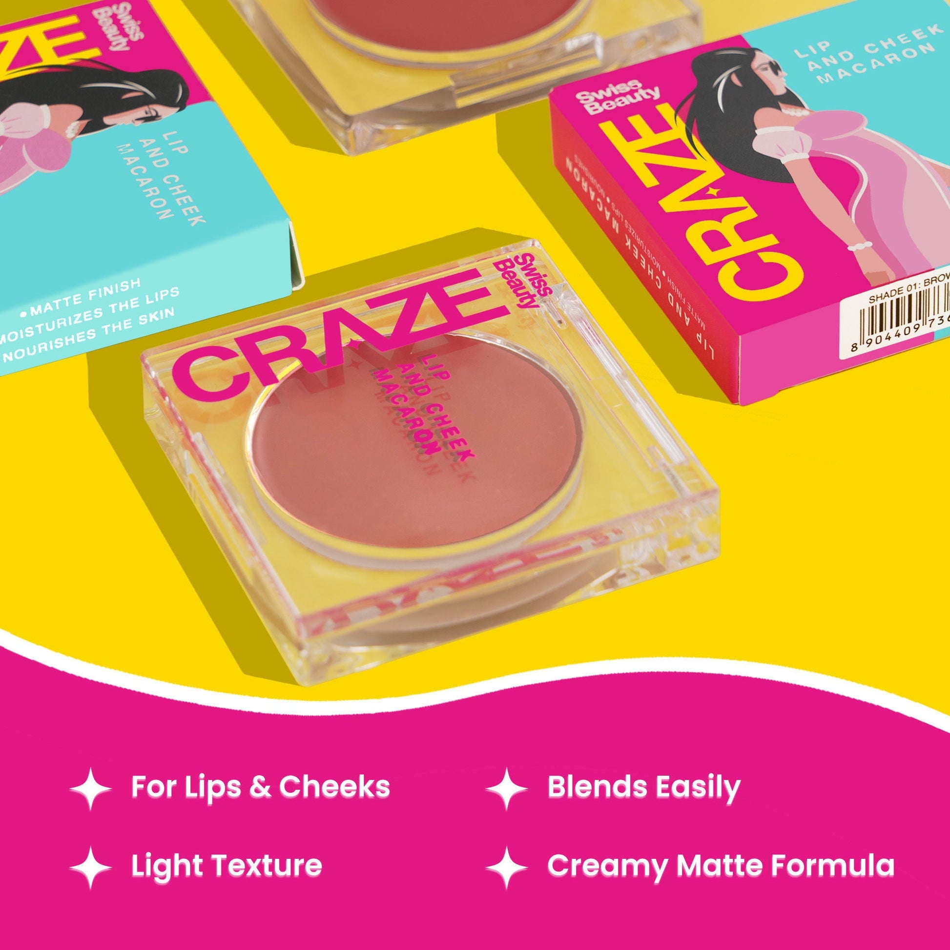 Swiss Beauty CRAZE Lip & Cheek Macaron With Vitamin E And Olive Oil - 03 Apple Pie