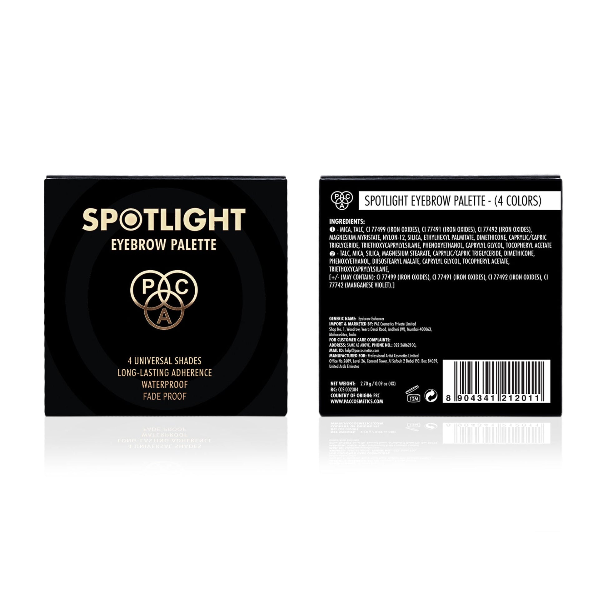 PAC Studio Spotlight Eyebrow Palette X4 - Longlasting Micro Fine Powder Formula, Pigmented Natural Shades