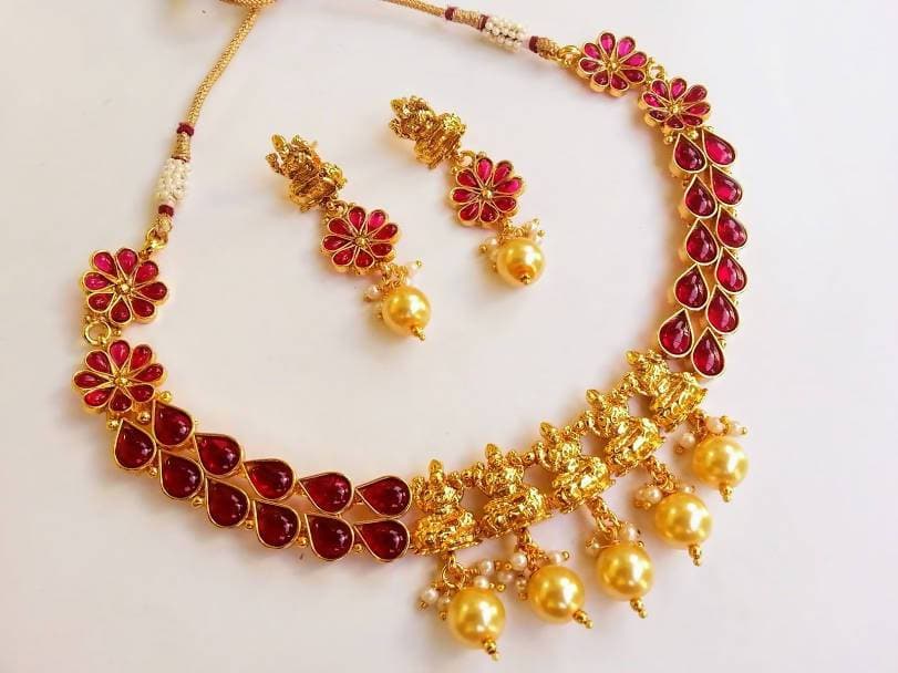 Pink Kemp Temple Necklace Set