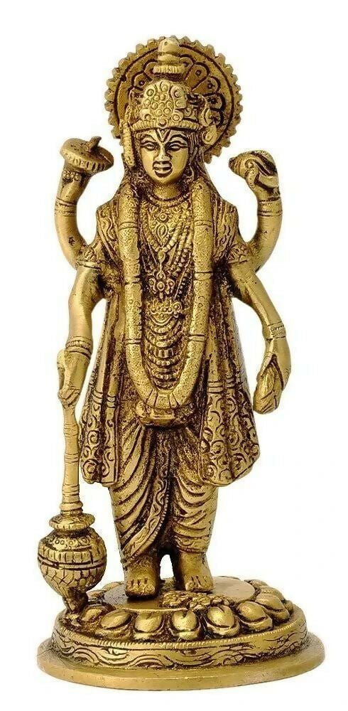 Artvarko Brass Lord Vishnu Narayan Holding Club Brass Statue - Grab2buy