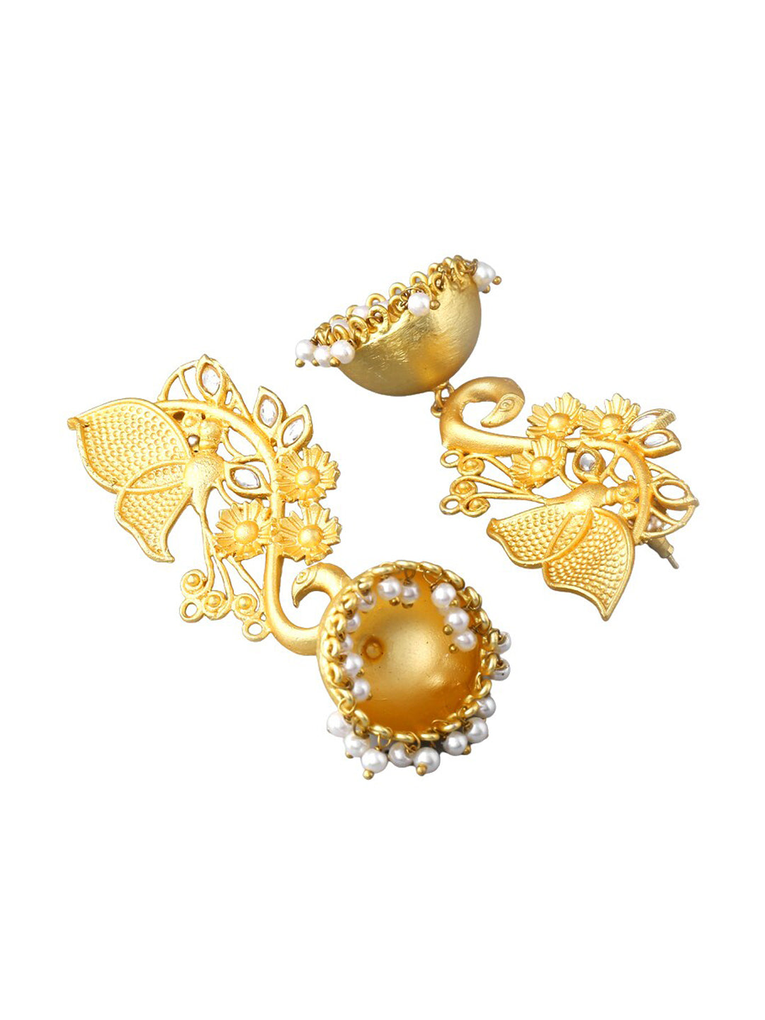 Yellow Chimes Gold-Plated Dome Shaped Jhumkas Earrings - Grab2buy