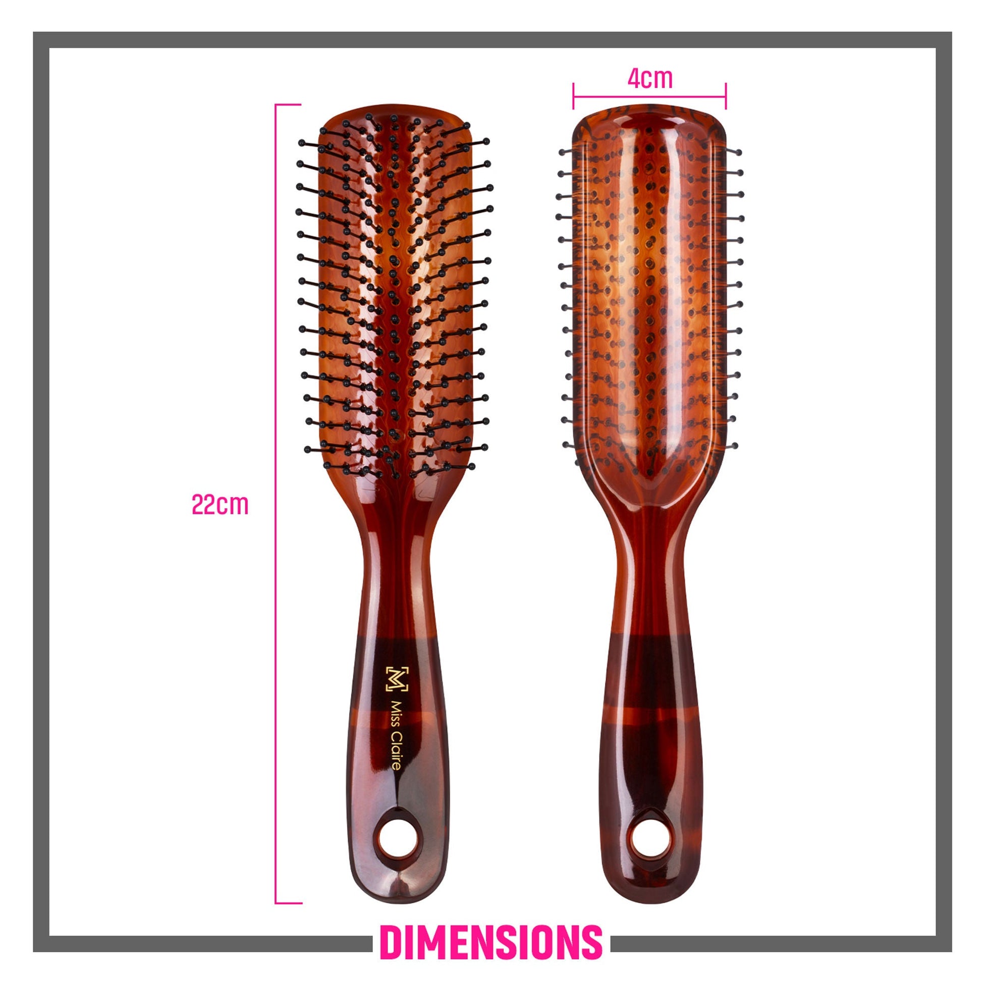 Miss Claire V18001At Flat Hair Brush - Shell