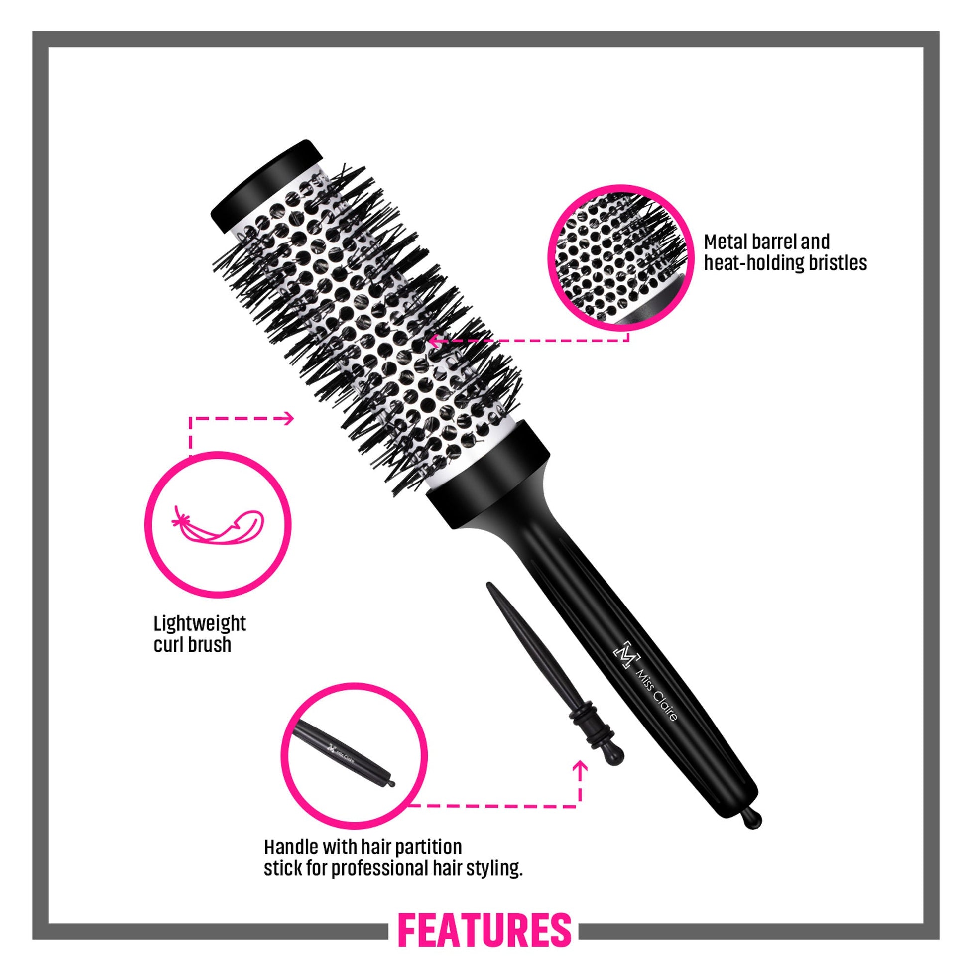 Miss Claire R5721 Hot Curl Hair Brush - Medium