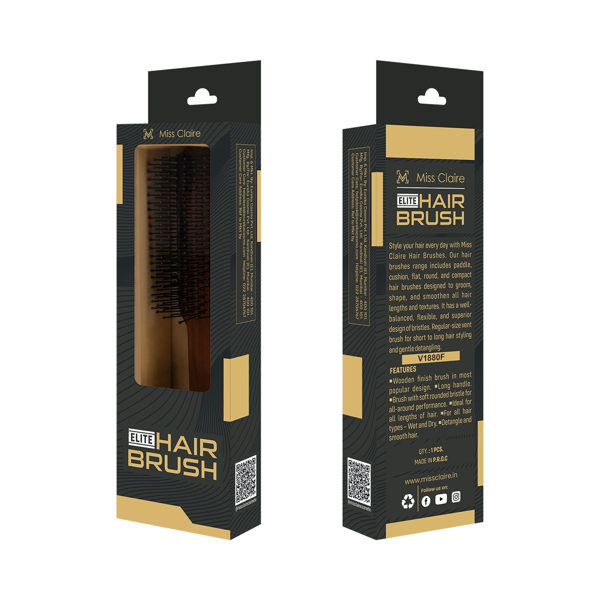 Miss Claire V1880F Flat Hair Brush