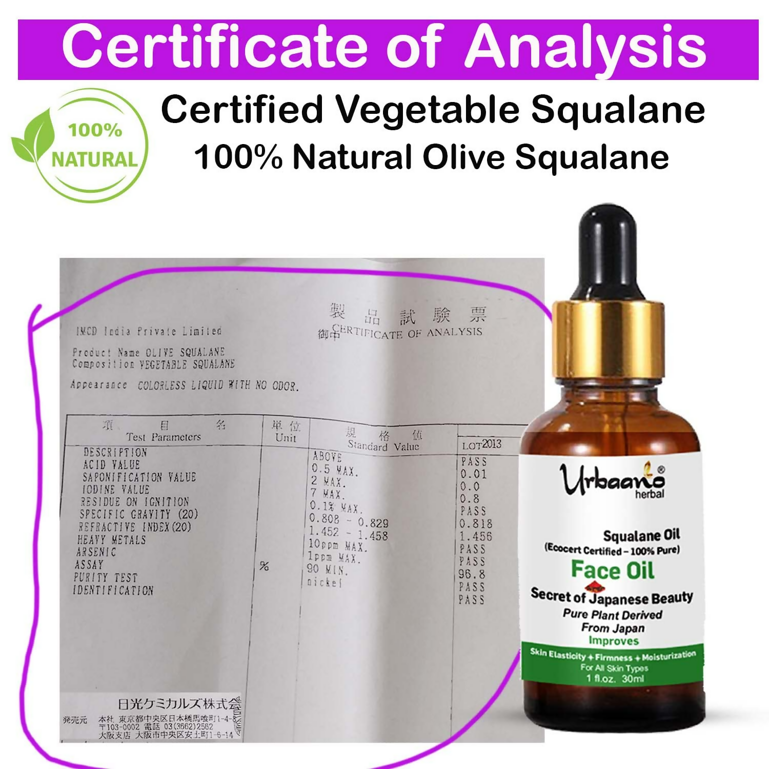 Urbaano Herbal Olive Squalane - 100% Pure Natural Plant-Derived Japanese Oil  Grab2Buy Urbaano Herbal Grab2Buy