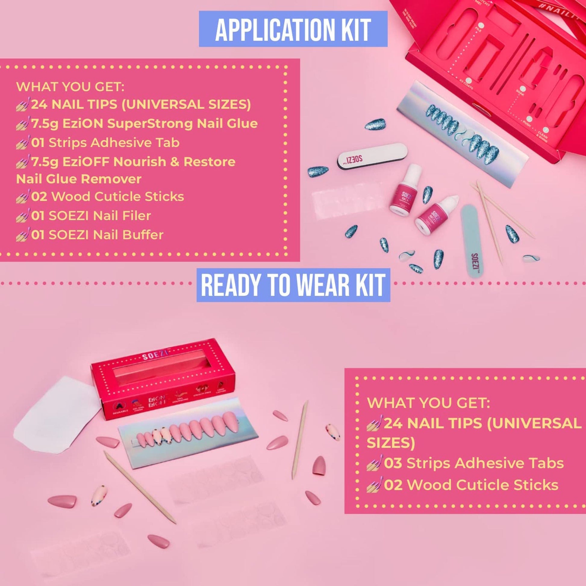 SOEZI Viva La Violet Reusable Press On Nails - Application Kit