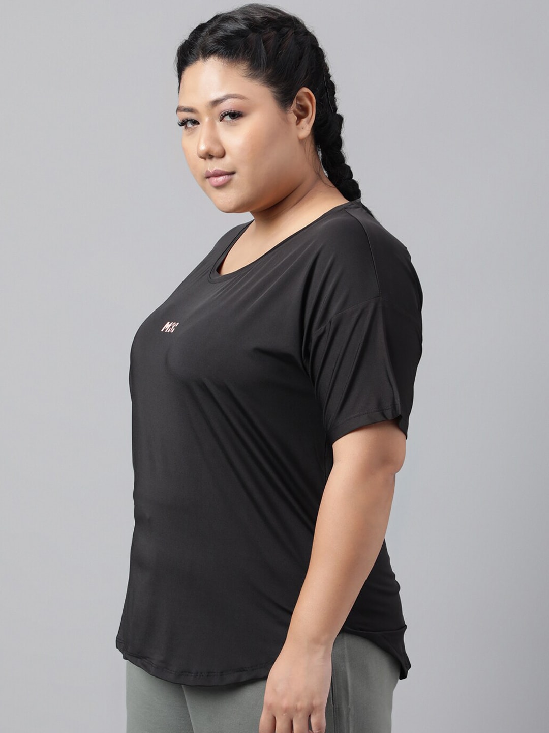 MKH Plus Size Drop Shoulder Sleeves Dri FIT Relaxed Fit Sports T-shirt 