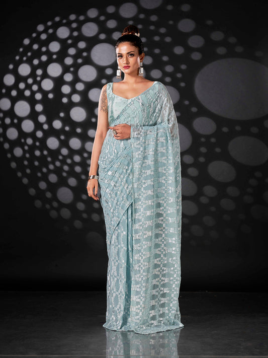 Tikhi Imli Blue Woven Design Ready to Wear Grab2Buy 