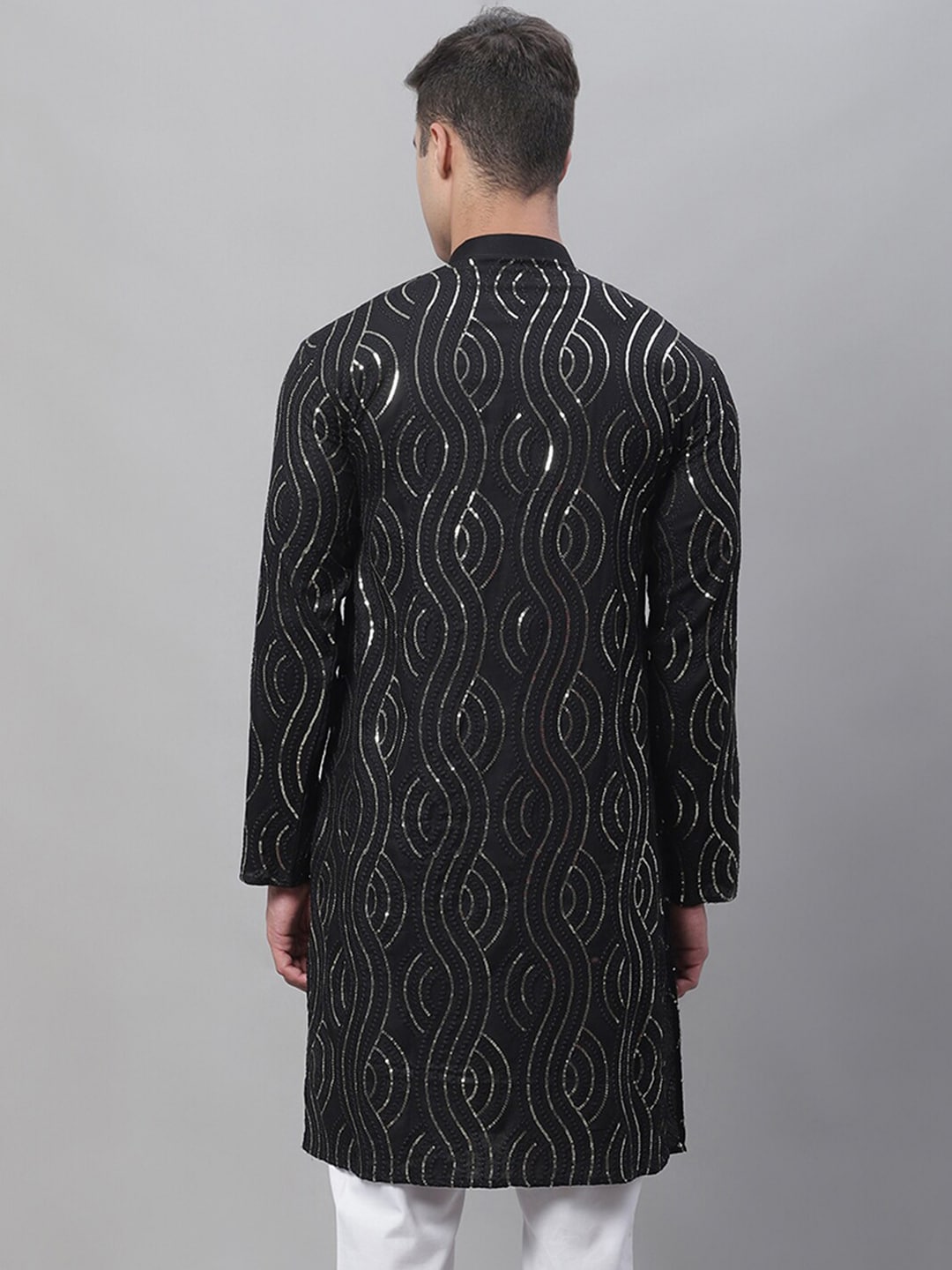 Sojanya Sequined Mandarin Collar Pure Cotton Kurta 