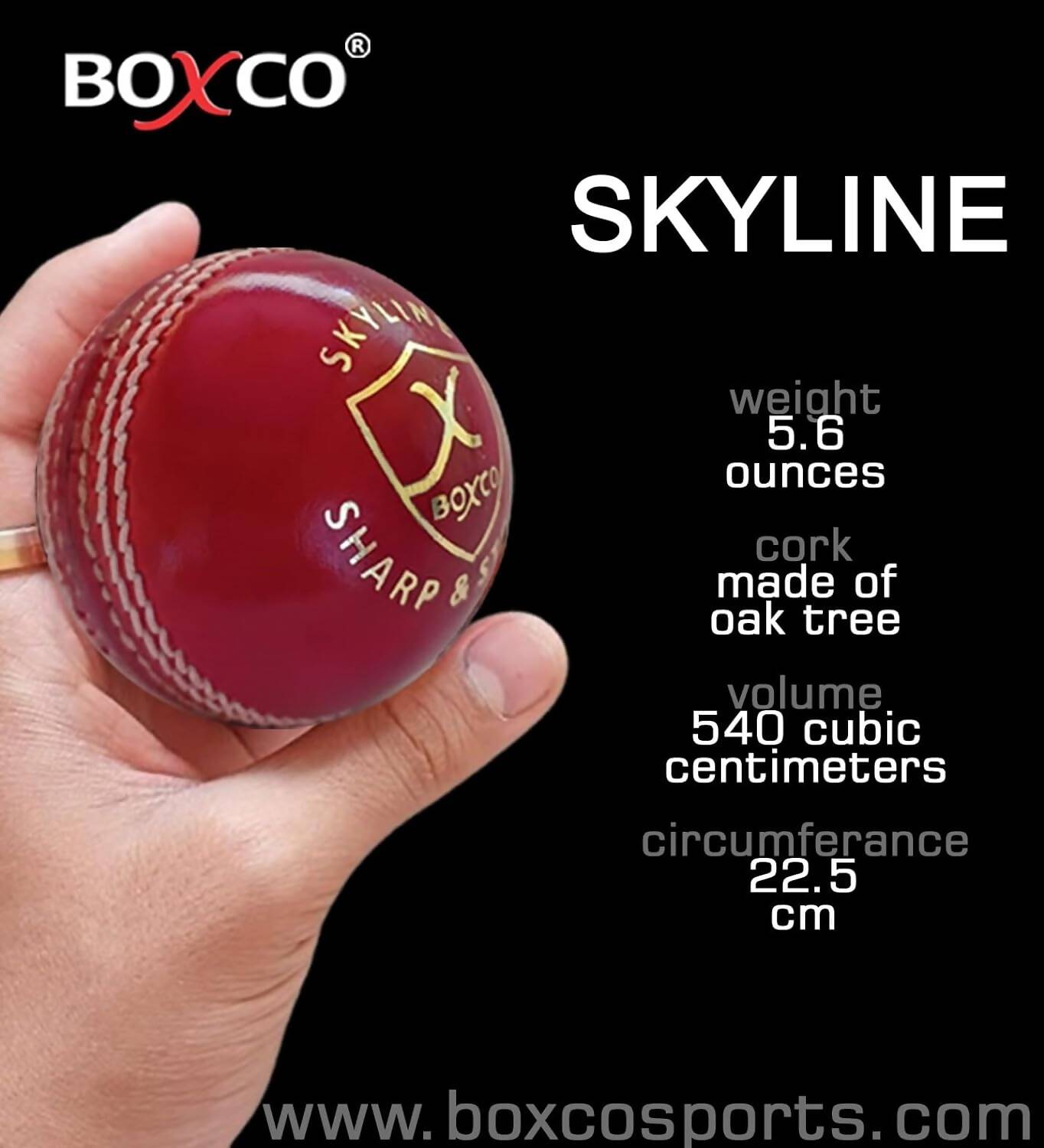 Boxco Skyline Hand Stiched Four Piece Cricket Leather Ball (Pack of 6) 