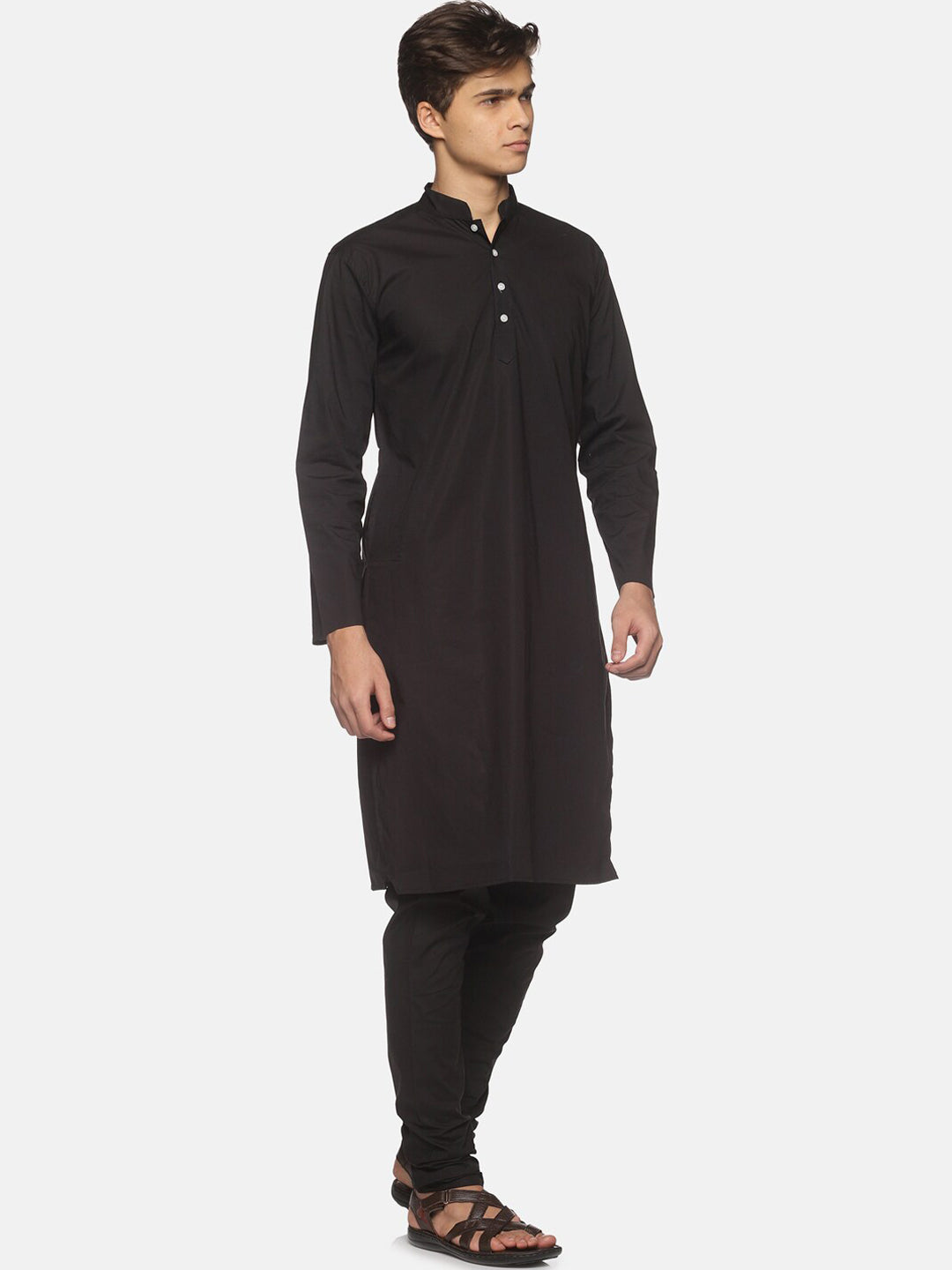 Sethukrishna Men Black Pure Cotton Kurta with Pyjamas