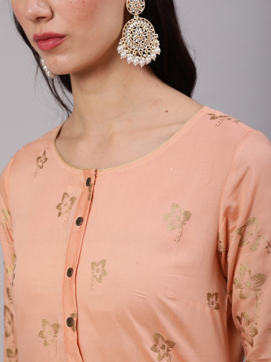 Aks Ethnic Motifs Printed Chanderi Silk Straight Kurta