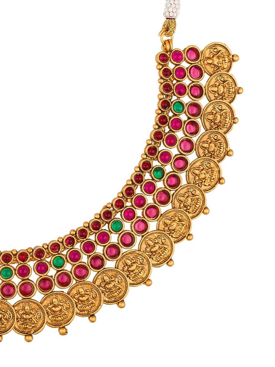Aadita Gold-Plated & Pink Stone Studded Handcrafted Jewellery Set - Grab2buy