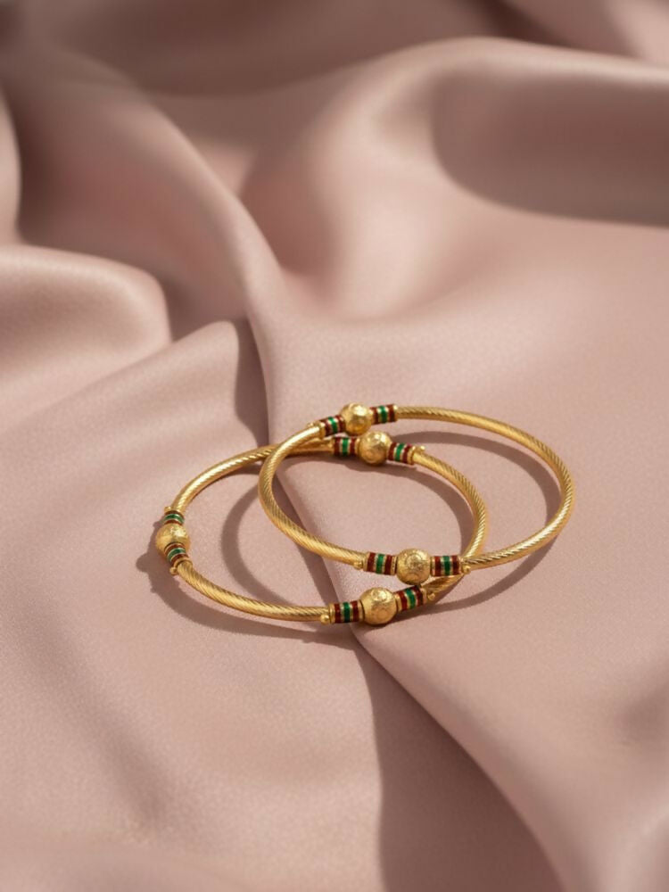 NVR Women Set of 2 Gold Plated Meenakari Kada Bangle