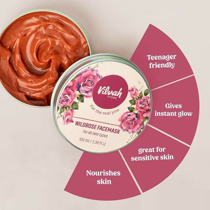 Vilvah Store Wild Rose Face Mask  Grab2Buy Vilvah Store Grab2Buy