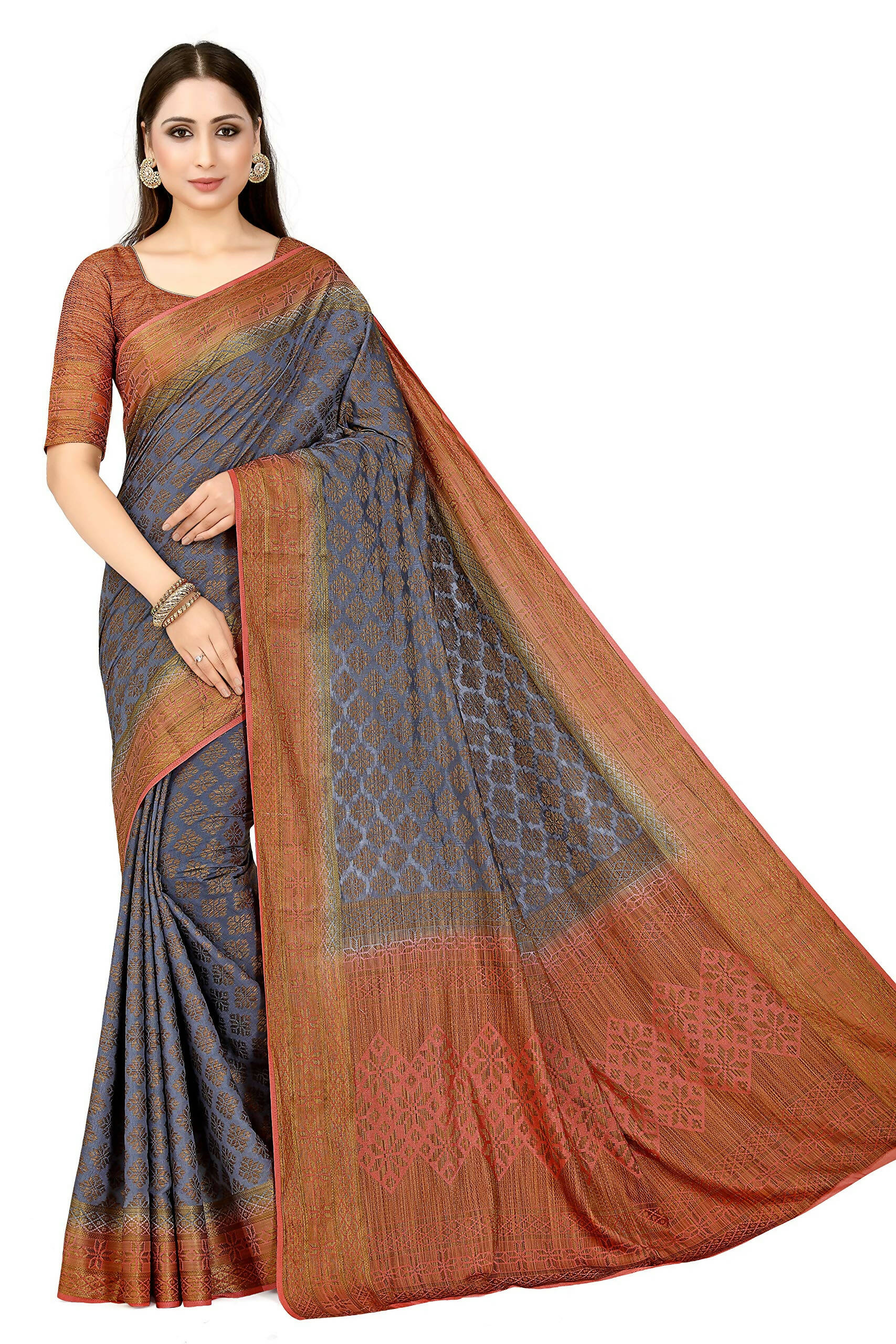 Mimosa Women's Patola Art Silk Grey Saree