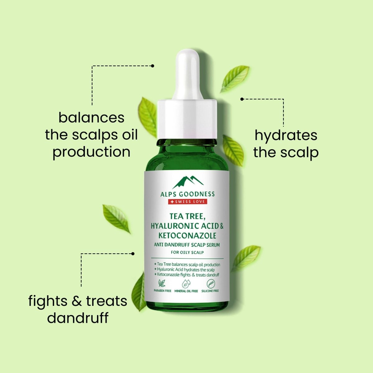 Alps Goodness Tea Tree, Hyaluronic Acid & Ketoconazole Anti Dandruff Scalp Serum - Grab2buy