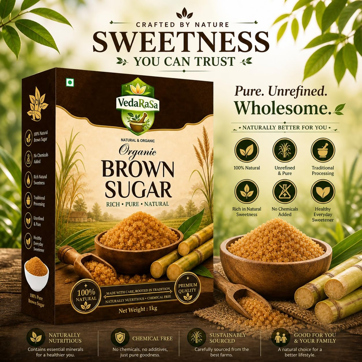 VedaRasa Natural Brown Sugar  Grab2Buy VedaRasa Grab2Buy