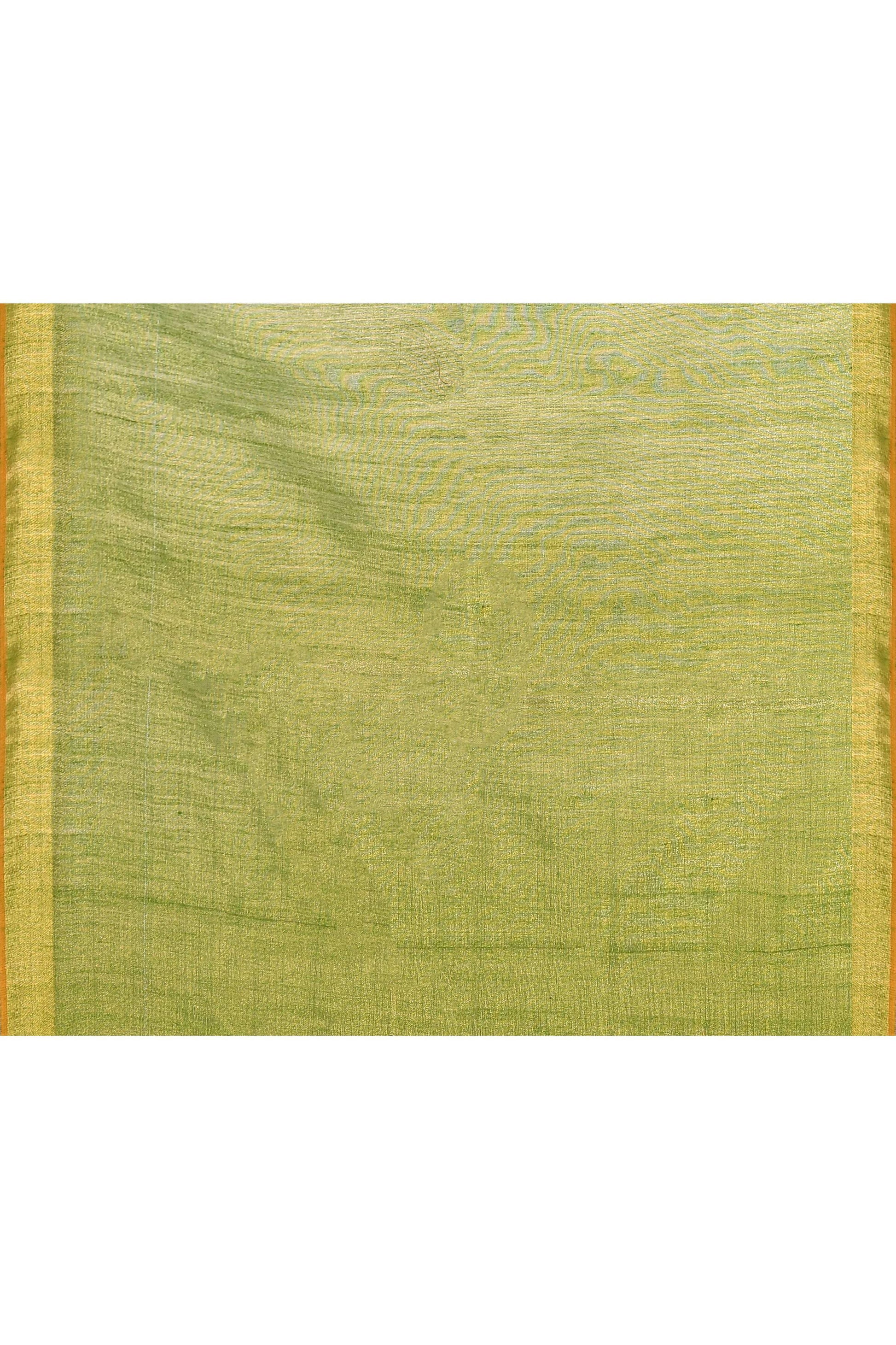 Piyari Fashion Women's Olive Embellished Tissue Jamdani Saree