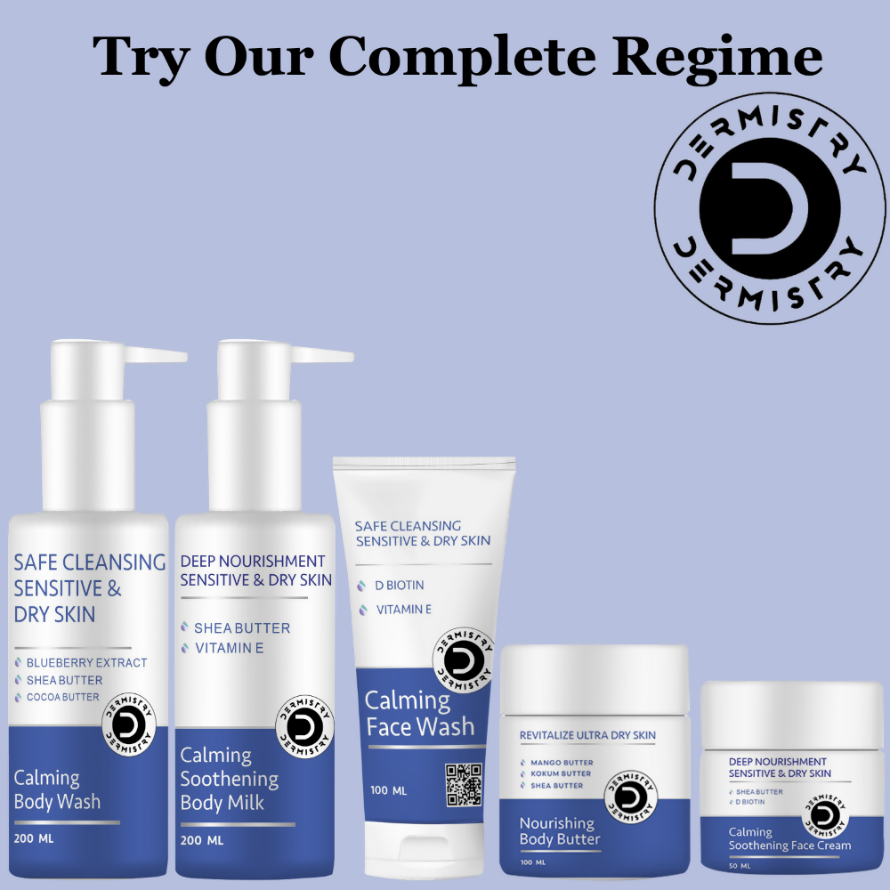 Dermistry Sensitive & Dry Skin Care Calming Soothing Body Milk Lotion Shea Butter & Vitamin E 