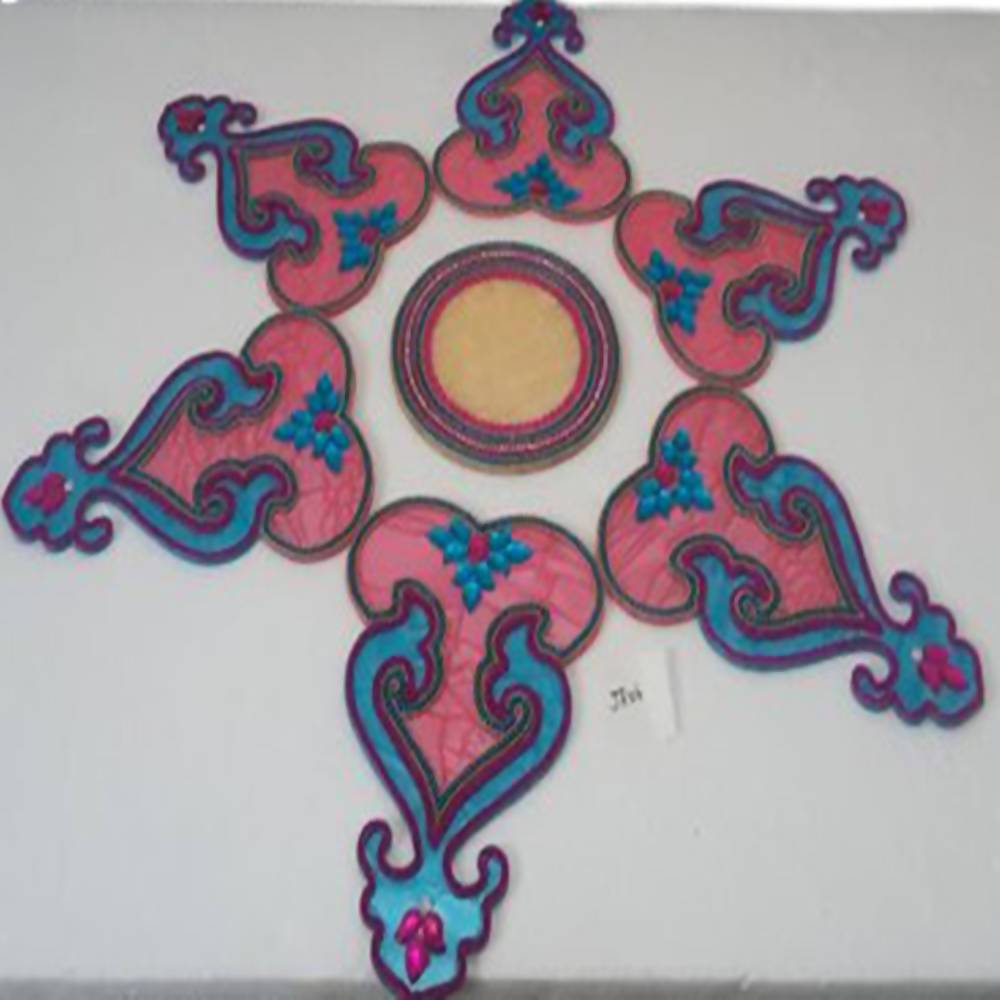 Kundan HandiKrafts Acrylic Light Red & Skyblue Colour Jumbo Rangoli - Grab2buy