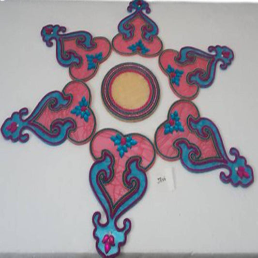 Kundan HandiKrafts Acrylic Light Red & Skyblue Colour Jumbo Rangoli - Grab2buy
