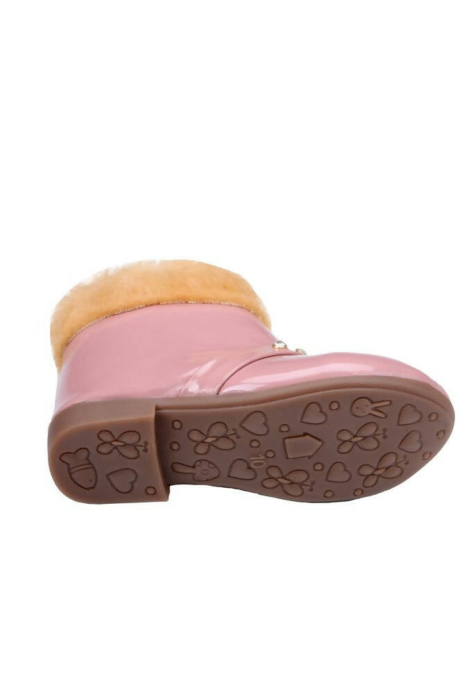 Tiny Bugs Girls Faux Fur Detail Winter Boots - Peach  Grab2Buy Tiny Bugs Grab2Buy