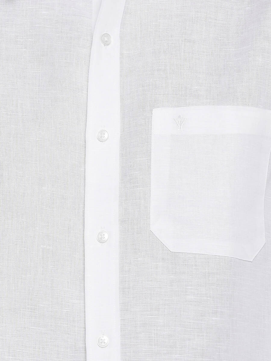 Ramraj Cotton Linen Mens Full Sleeve White Shirt Plus Size - RR Linen 