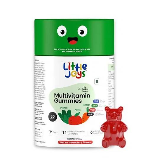 Little Joys Multivitamin Gummies for Kids (7-12 yrs)-No Sugar Added|Strawberry Flavor 
