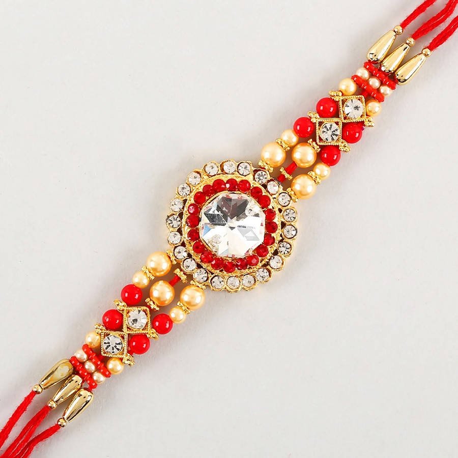 American Diamond Bling Rakhi And Cashew Jar