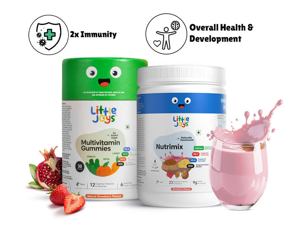 Little Joys Multivitamin Gummies & Nutrimix Immunity Boosting Kit 7+ Years - Strawberry