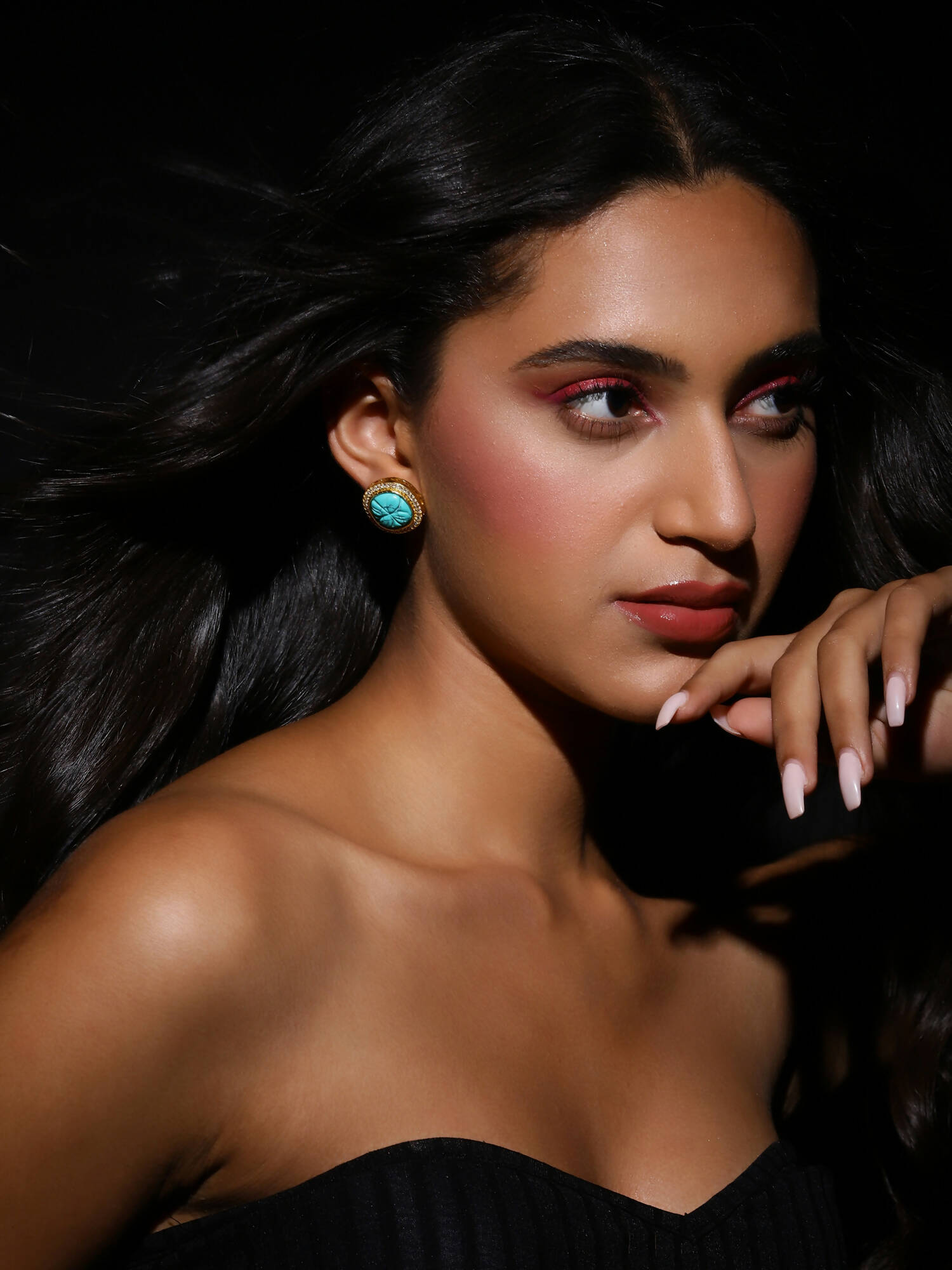 Blue Gold Plated Handcrafted Studs Earrings - Ruby Raang - Grab2buy