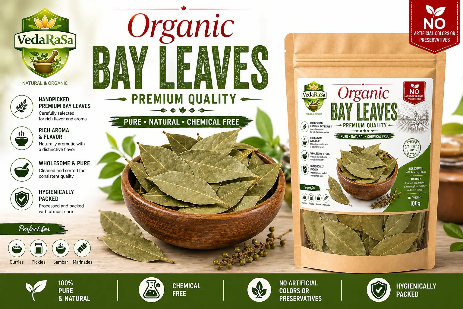 VedaRasa Organic Bay Leaves Premium Quality  Grab2Buy VedaRasa Grab2Buy