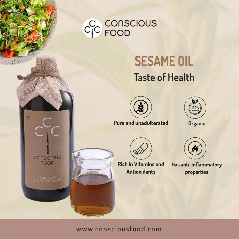 Conscious Food Organic Cold Pressed Sesame Oil 