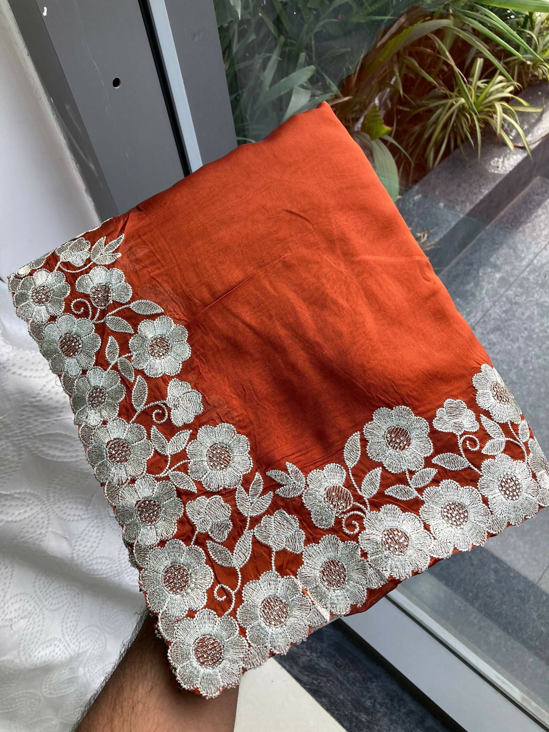 Teeya Creation New Trendy Stylish Party Wear Silk Saree-Orange