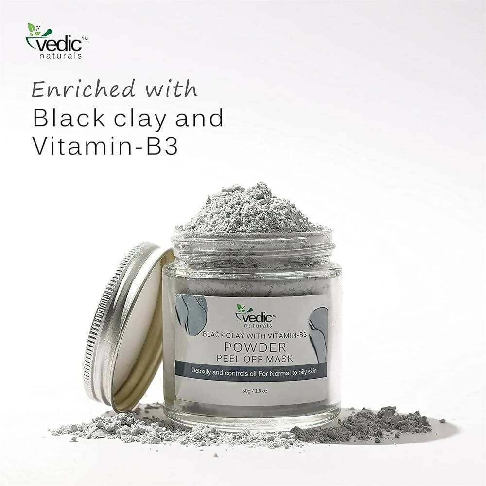 Vedic Naturals Black Clay With Vitamin-B3 Powder Peel Off Mask  Grab2Buy Vedic Naturals Grab2Buy