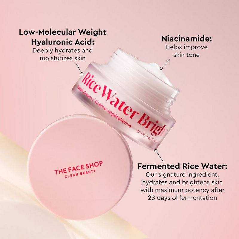 The Face Shop Rice Water Cream with Niacinamide & HA, Brightens Skin  Grab2Buy The Face Shop Grab2Buy