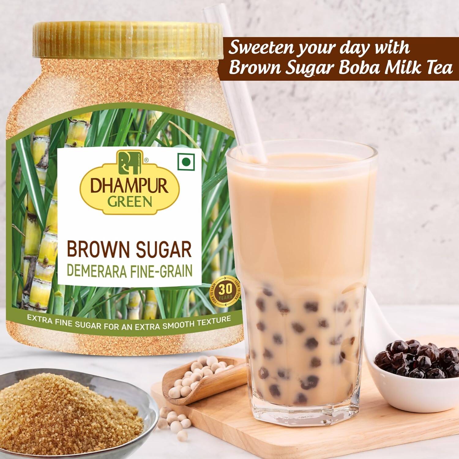 Dhampur Green Demerara Brown Sugar (Fine Grain) 