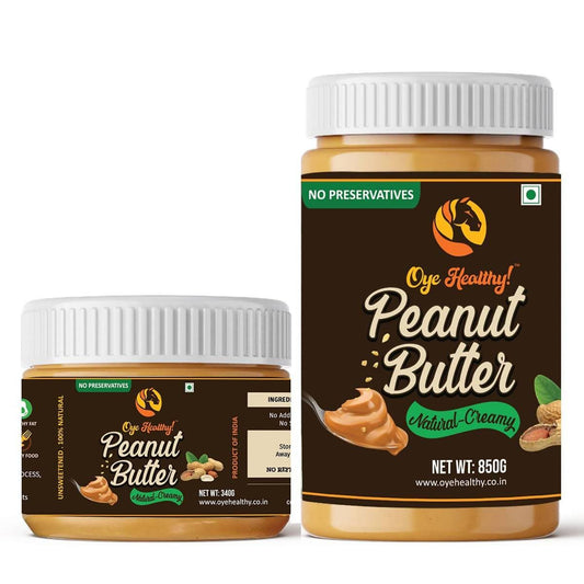 Oye Healthy! Peanut Butter Natural Creamy - Combo Pack of 2 ( 850gm + 340gm ) | Grab2Buy