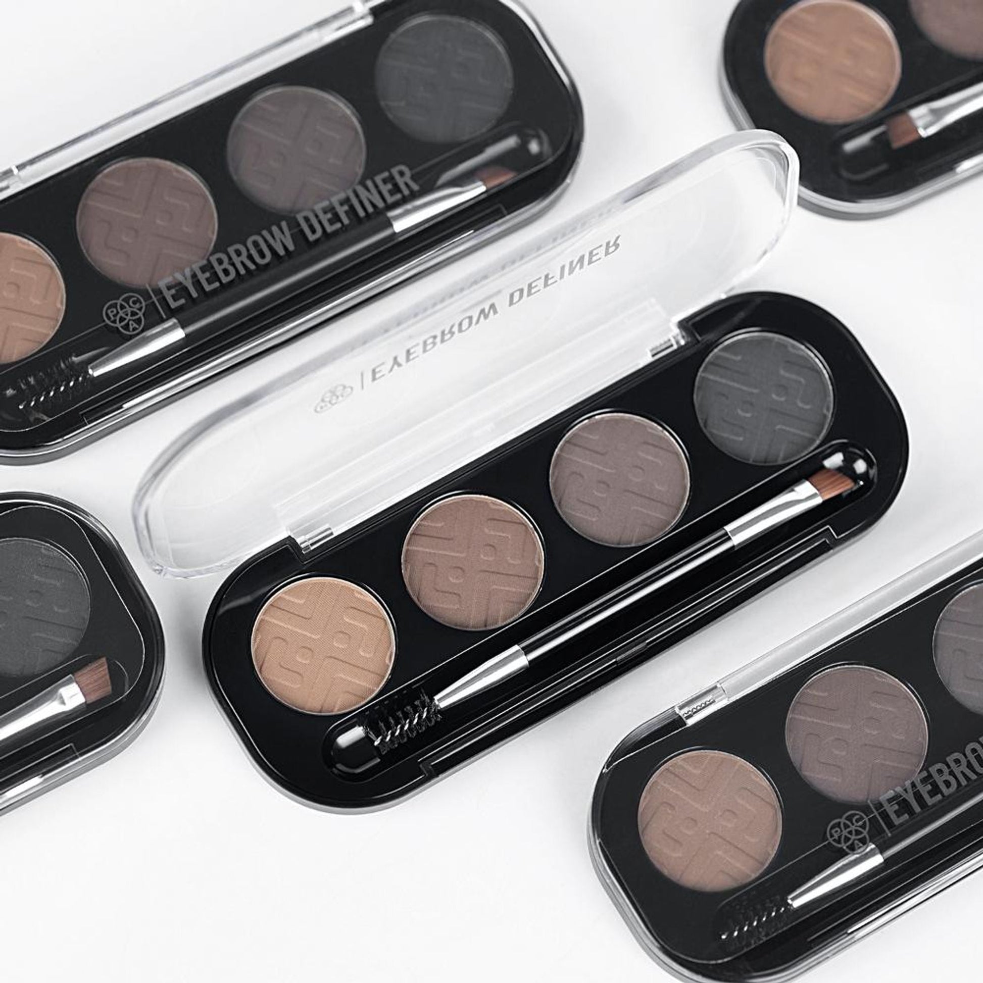 PAC Studio Eyebrow Definer Palette 4 colors - Fine Powder Formula With 2-in-1 Angled Spoolie Brush