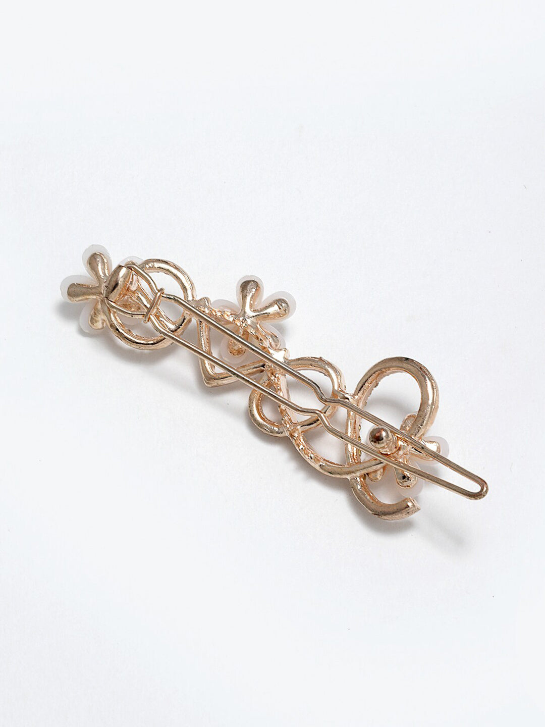 Panash Women Gold-Toned & White Cz-Studded & Beaded Love Hair Pin - Grab2buy