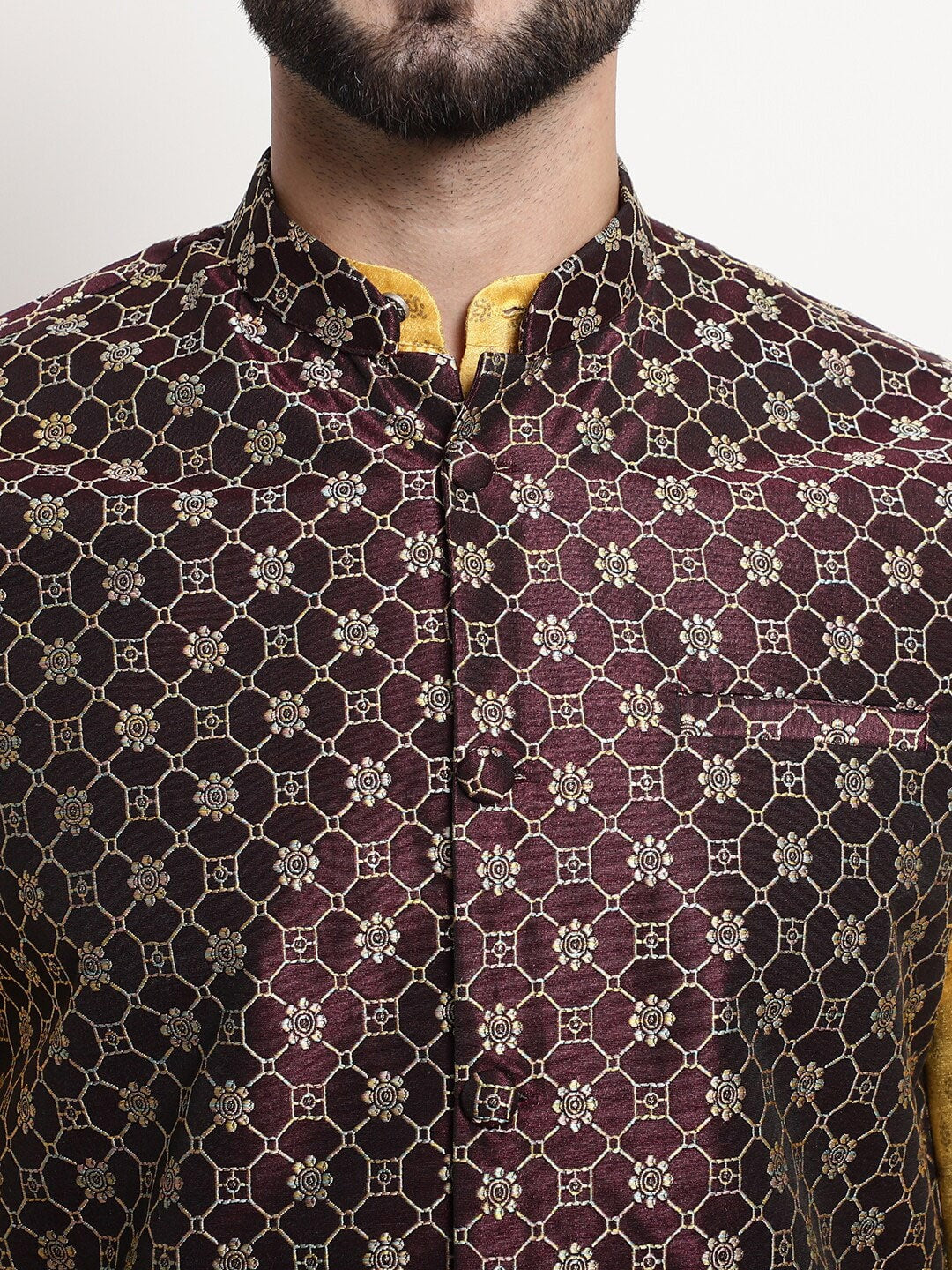 Sojanya Ethnic Motifs Printed Regular Kurta & Pyjamas With Nehru Jacket 
