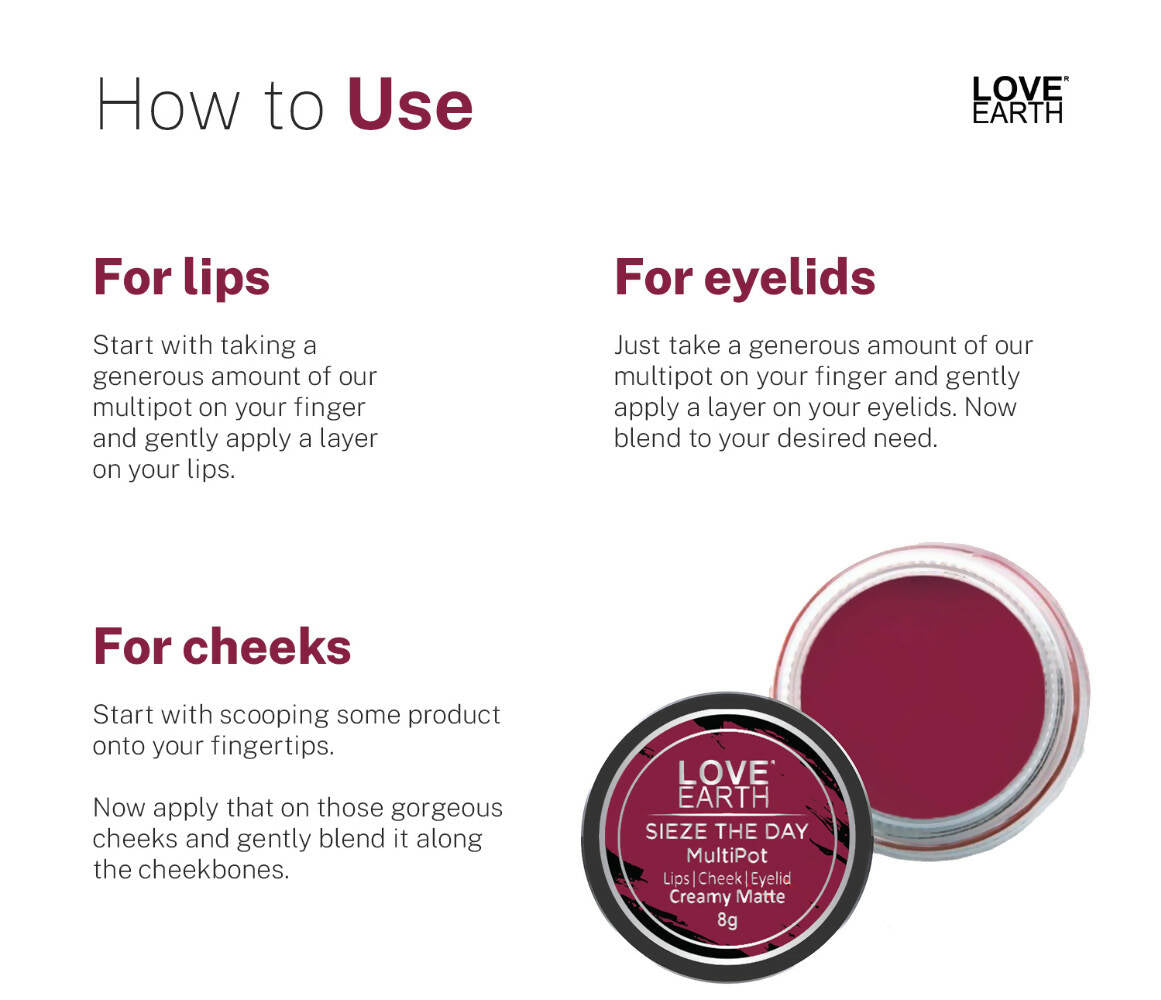 Love Earth Lip Tint & Cheek Tint Multipot-Sieze The Day - Grab2buy