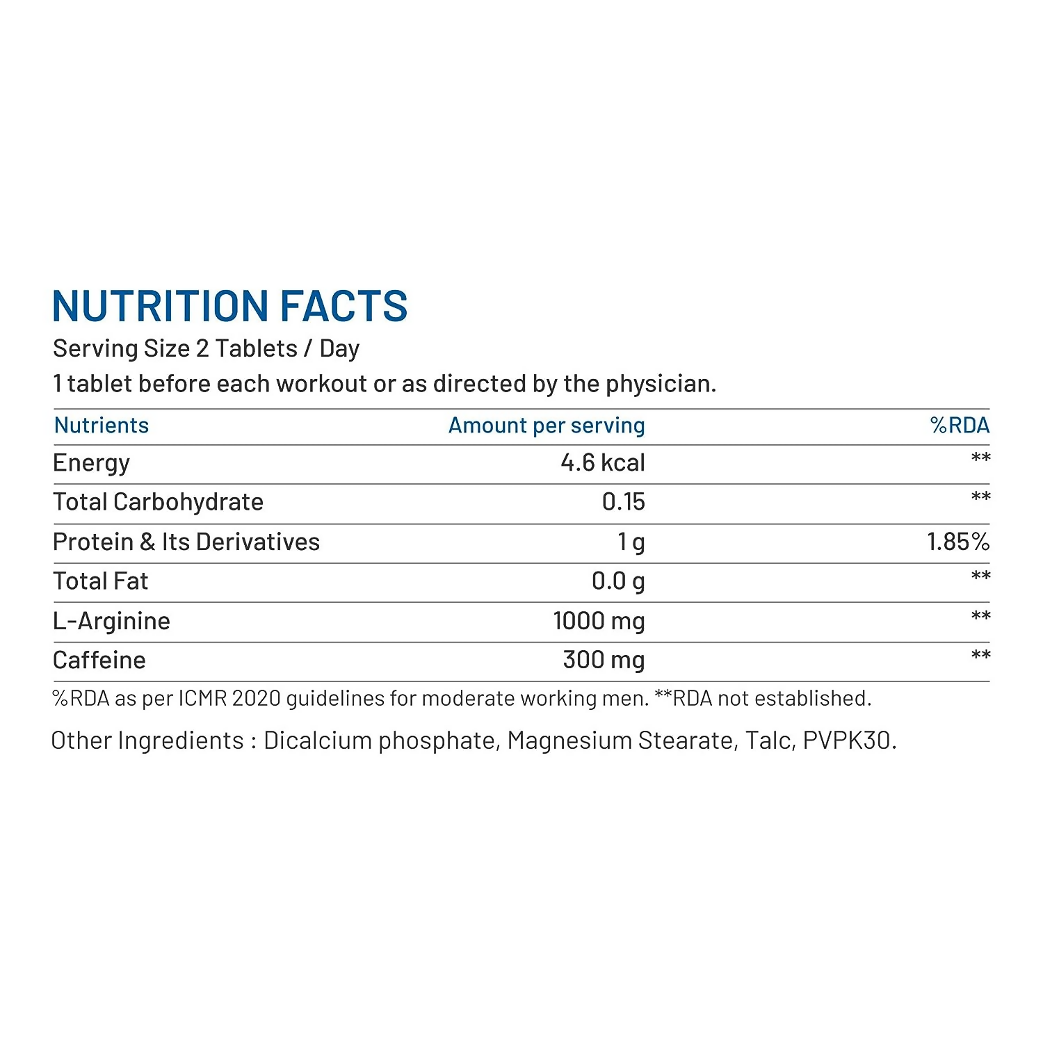 Bliss Welness L-Arginine Caffeine Tablets 
