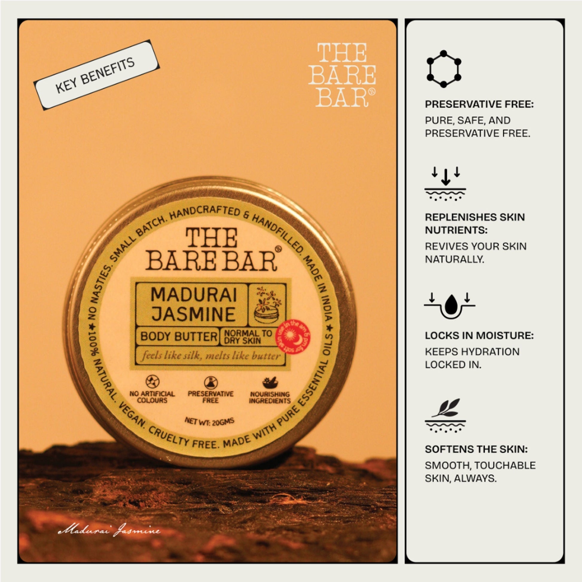 The Bare Bar Madurai Jasmine Body Butter - Floral Moisturizer For Smooth, Radiant Skin  Grab2Buy The Bare Bar Grab2Buy